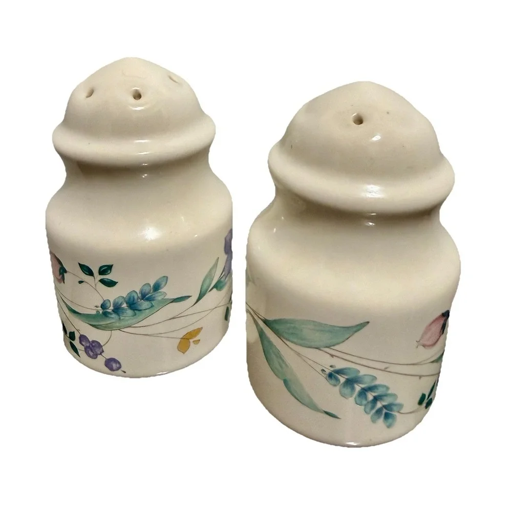 Pfaltzgraff USA Floral Salt & Pepper Shakers Hand Painted‎ Vine Cottage Kitchen
